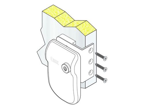 Zámok dverí na bielom trezorovom ráme dverí