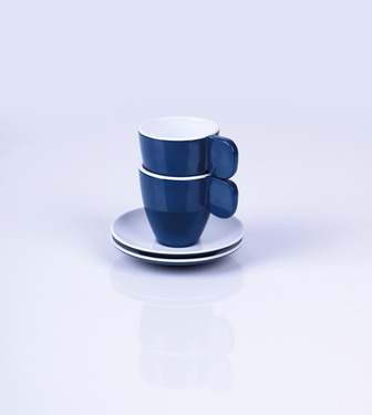 Melamínové šálky na espresso - antracitová / biela - sada 2 ks