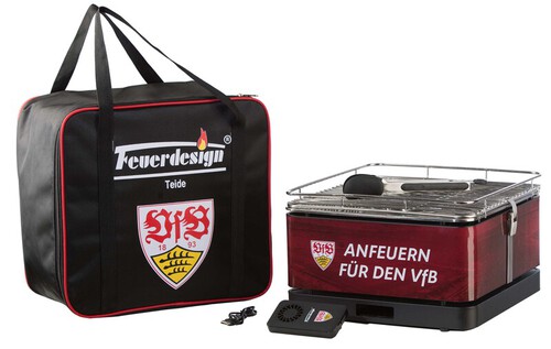 Feuerdesign Teide stolný gril na drevené uhlie s grilovacími kliešťami