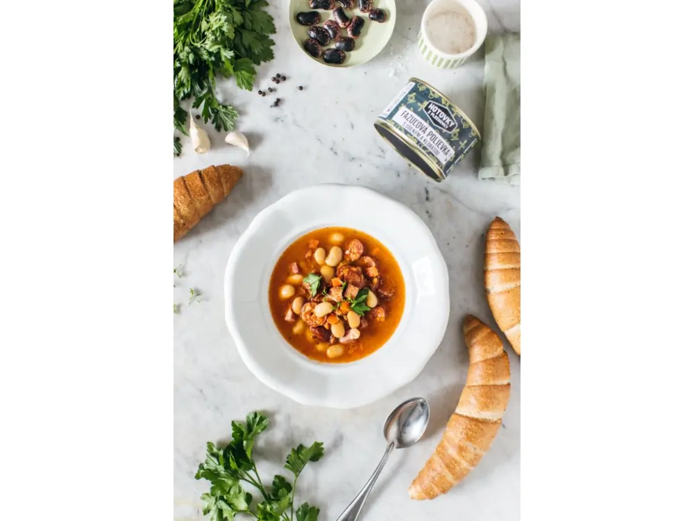 Hotovky z plechovky - Fazuľová polievka s údeným a klobásou 400ml