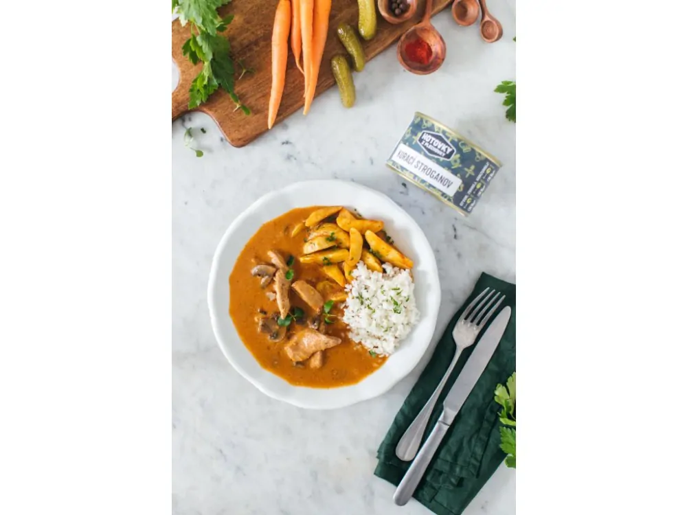 Hotovky z plechovky - Kurací stroganov 1 porcia 400g