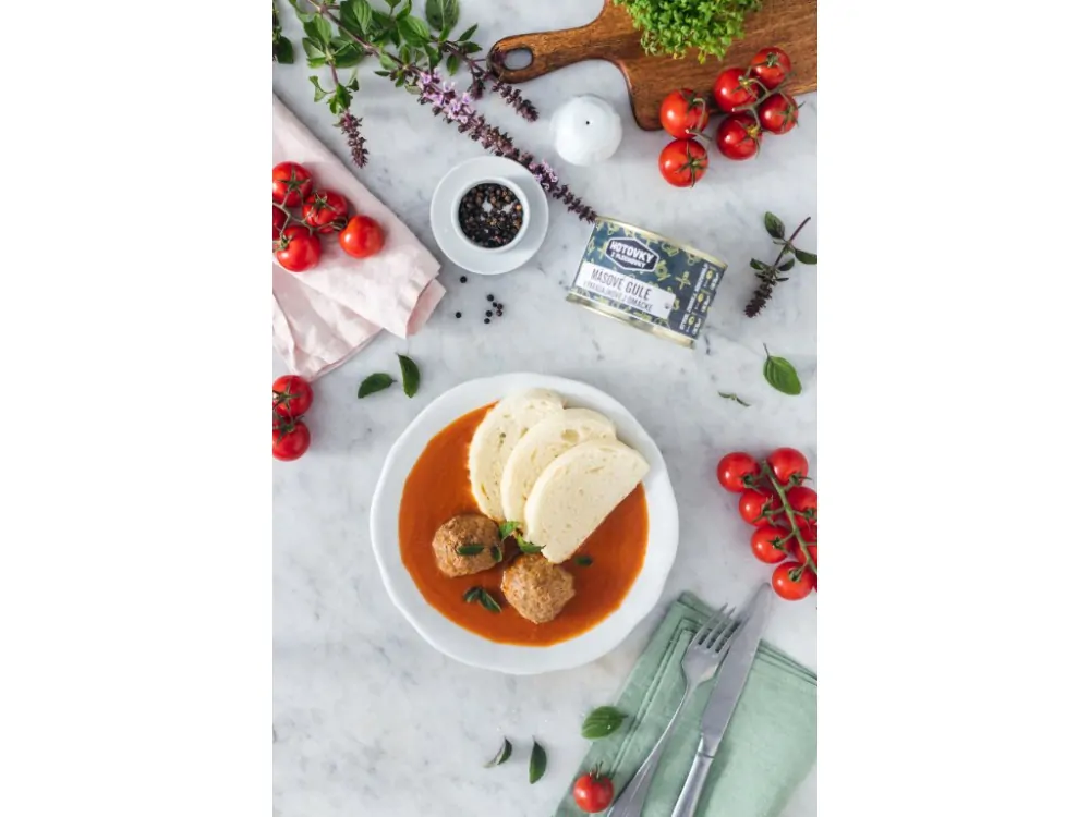 Hotovky z plechovky - Mäsové gule v paradajkovej omáčke 400g