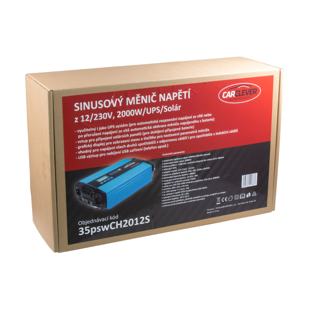 Sínusový menič napätia z 12/230V, 2000W / UPS / Solár