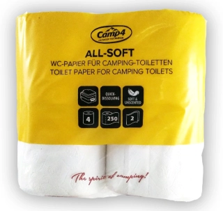 Toaletný papier Camp4 All-Soft - 2-vrstvový - 250 listov v rolke - 4 rolky