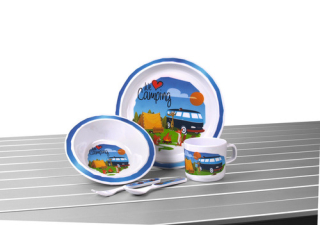 Súprava detského melamínového riadu Camp4 "WE LOVE CAMPING"</p>
